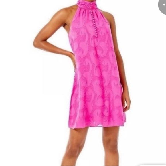 Lilly Pulitzer Dresses & Skirts - Lilly Pulitzer Kristine Pink Tango Halter Dress NWT Size Small